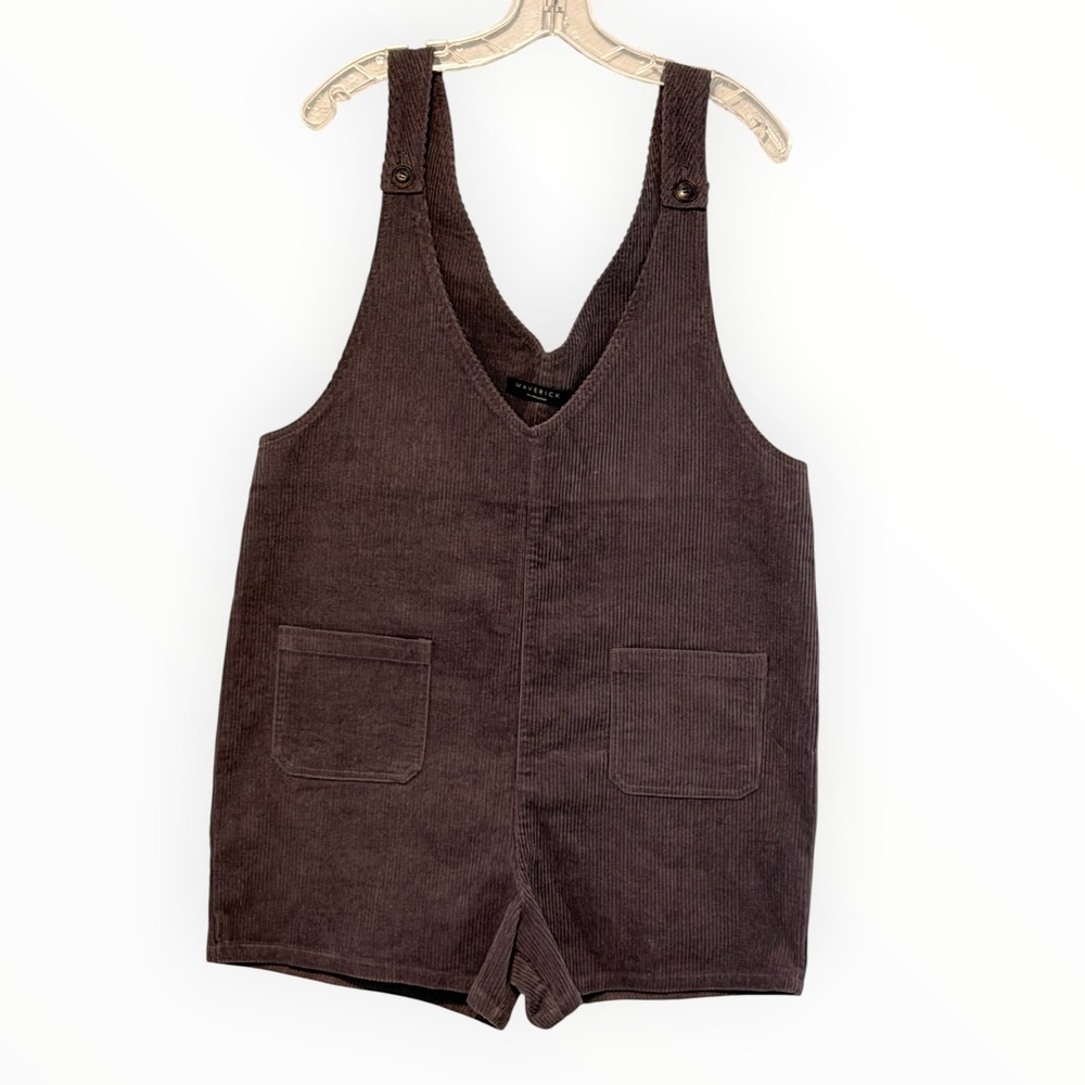 Maverick The Collection Brown Corduroy Sleeveless Romper Size M Utility Pockets - Picture 8 of 9